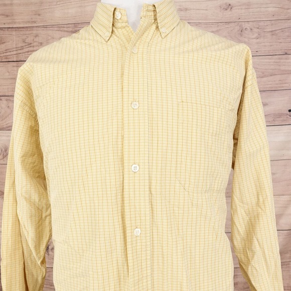 AMERICAN EAGLE LONG SLEEVE YELLOW CHECK BUTTON DOWN SHIRT MENS SIZE L VTG - Picture 1 of 7